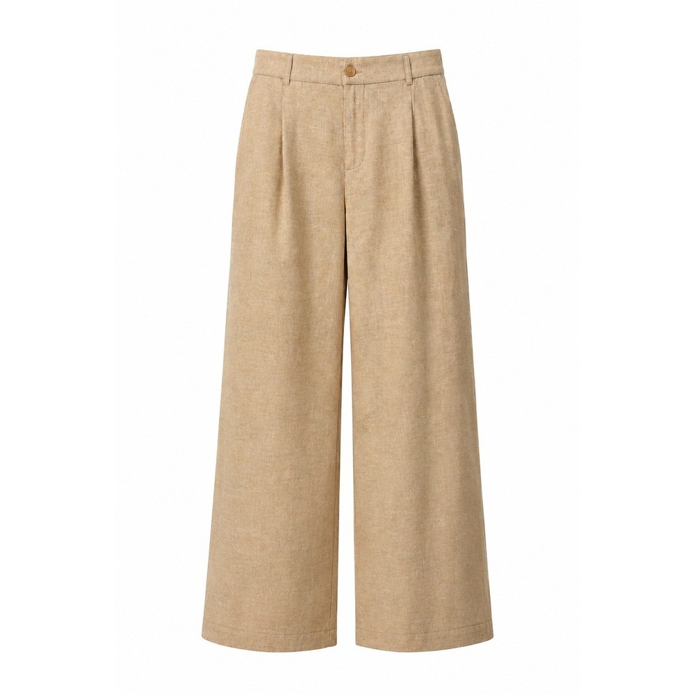 Willit Linen Cotton Wide Leg Pants XXL Tan High Rise Elastic Back High Rise NWT